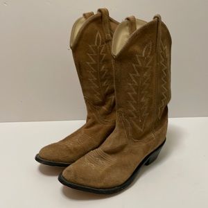 Tan Suede/Leather Narrow Toe Pull On Western Boots Women’s Boots Size 7 EUC